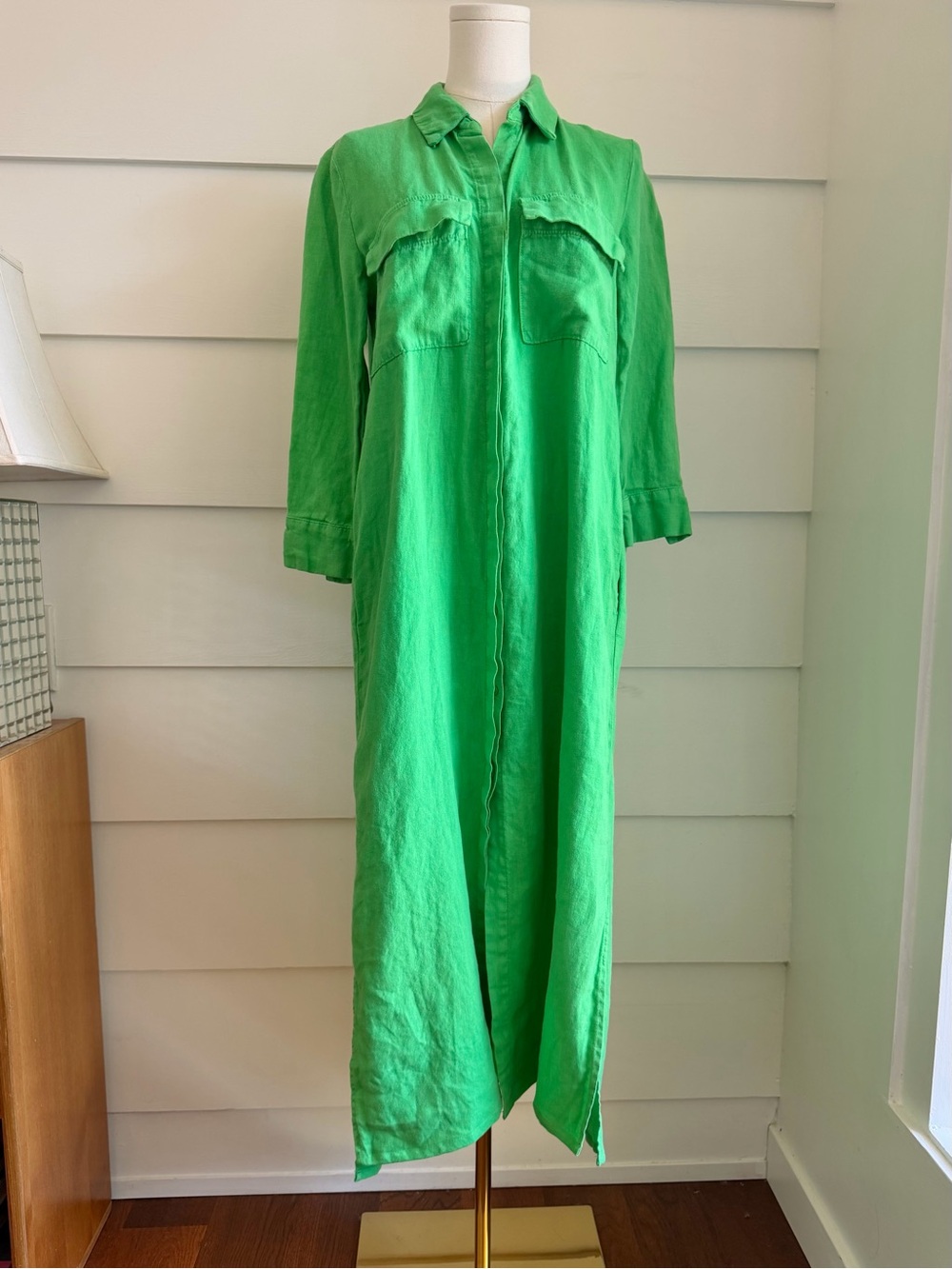 L’agence Cameron Maxi Shirtdress Island Green (missing belt) size XS